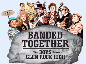Banded Together The Boys From Glen Rock High logo with light blue background