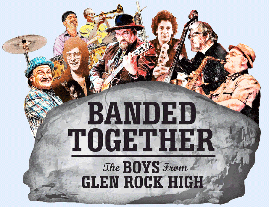 Banded Together The Boys From Glen Rock High logo with light blue background